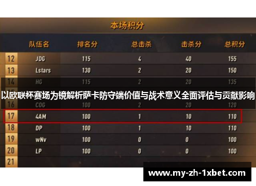 以欧联杯赛场为镜解析萨卡防守端价值与战术意义全面评估与贡献影响